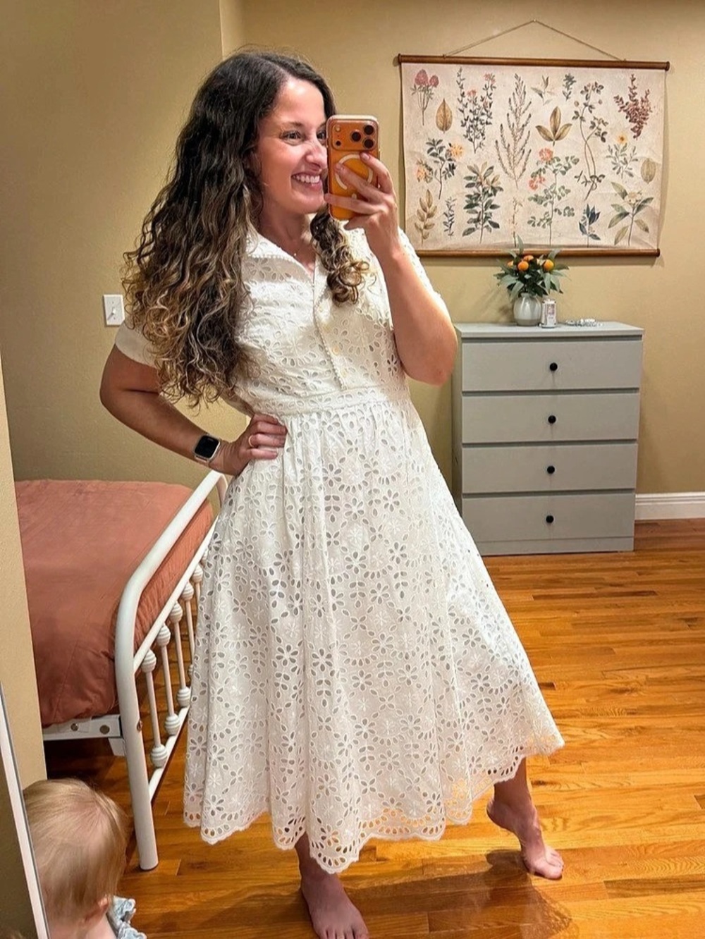 J.Crew Eyelet Shirt Midi Dress in White Medium NWT